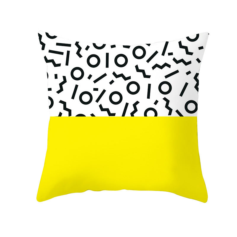Geometric Interlocking Circle Square Pillow Cover Polyester Linen-Texture with Hidden Zipper