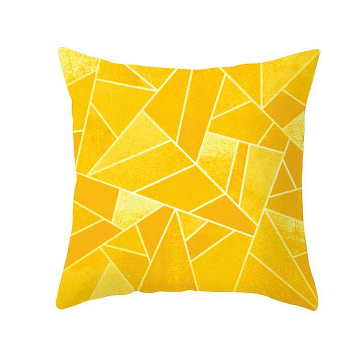 Geometric Interlocking Circle Square Pillow Cover Polyester Linen-Texture with Hidden Zipper
