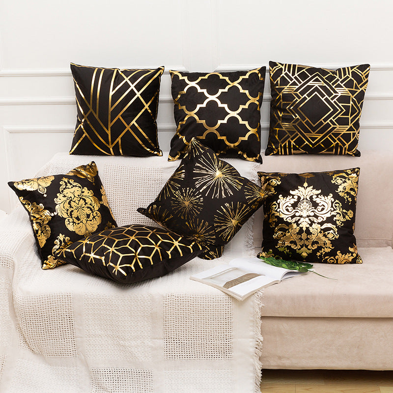 Luxurious Geometric Metallic Accent Throw Pillow Cover