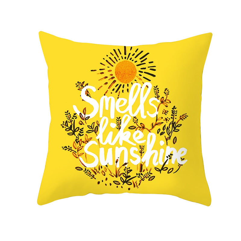 Geometric Interlocking Circle Square Pillow Cover Polyester Linen-Texture with Hidden Zipper
