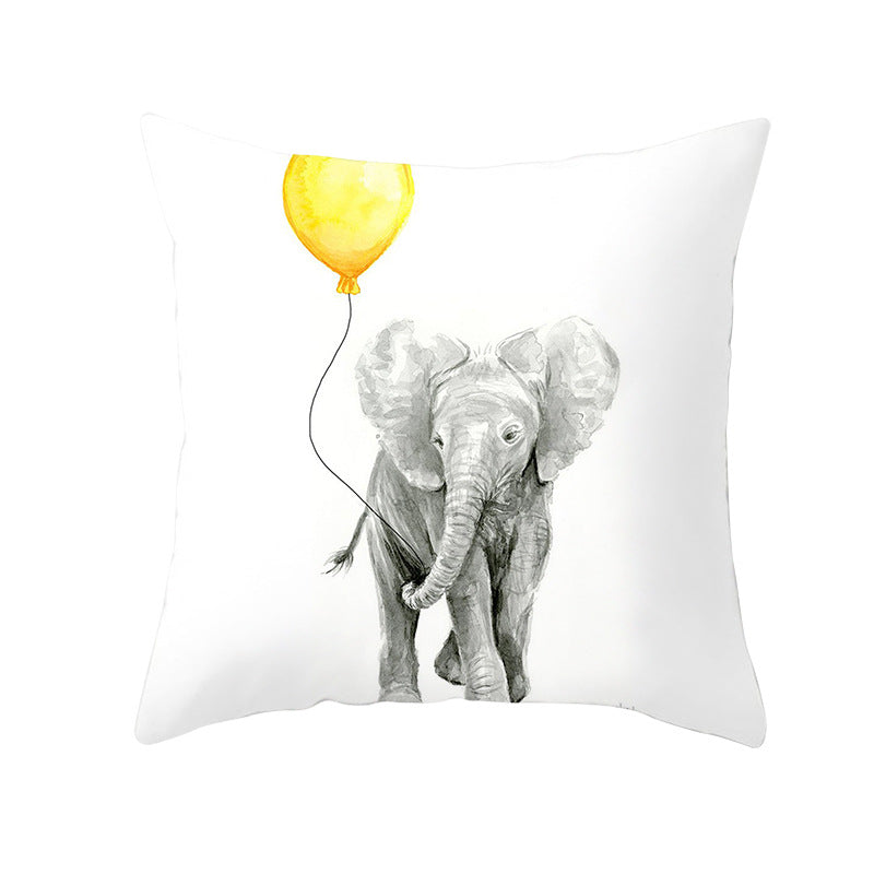 Geometric Interlocking Circle Square Pillow Cover Polyester Linen-Texture with Hidden Zipper