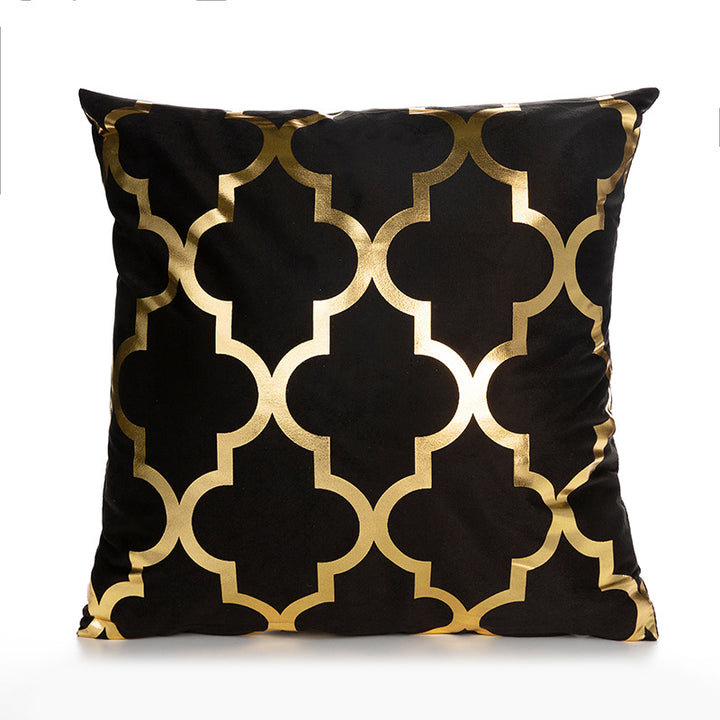 Luxurious Geometric Metallic Accent Throw Pillow Cover