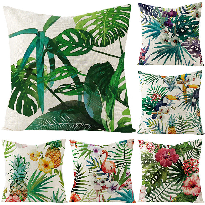 Tropical Pineapple Canvas Decorative Pillow Cover