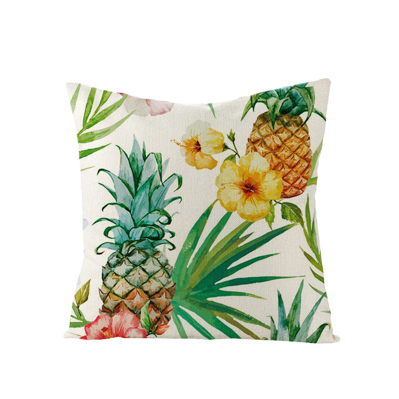 Tropical Pineapple Canvas Decorative Pillow Cover