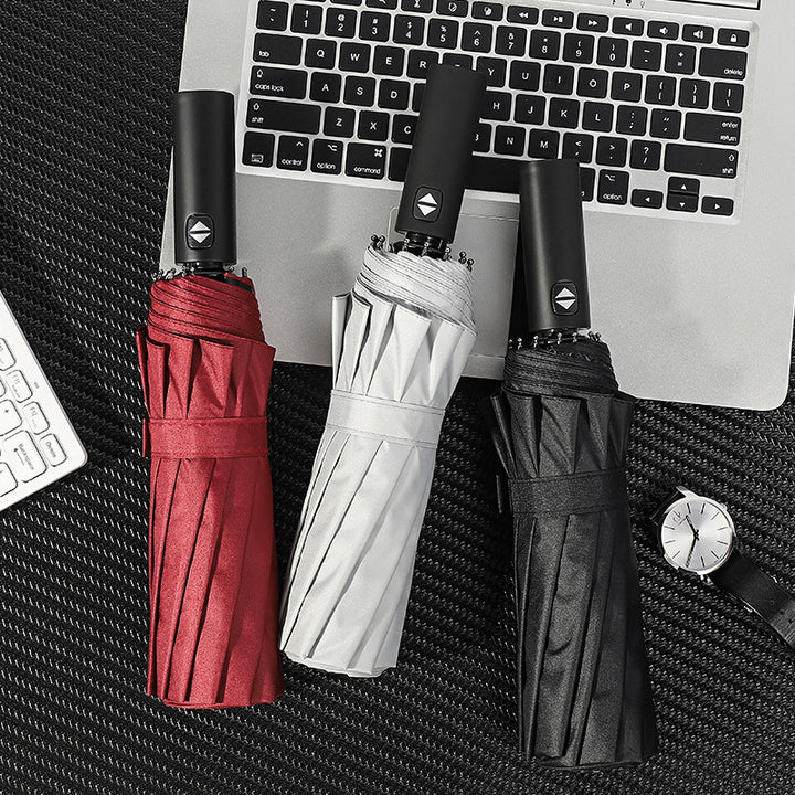Ladies automatic folding umbrella with ergonomic handle and UV protection Bowlift