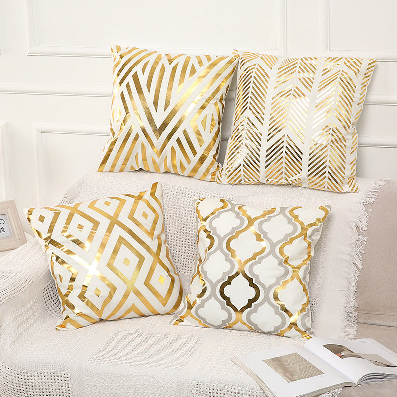 Decorative Square Pillow Cover with Foil Geometric Diamond Print