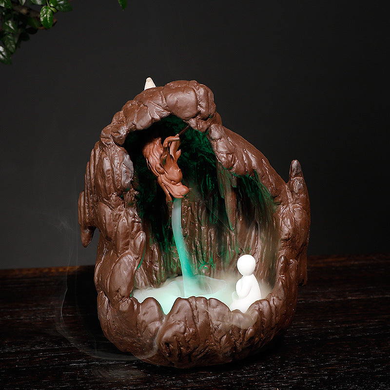 Artistic Cave-Inspired Incense Waterfall