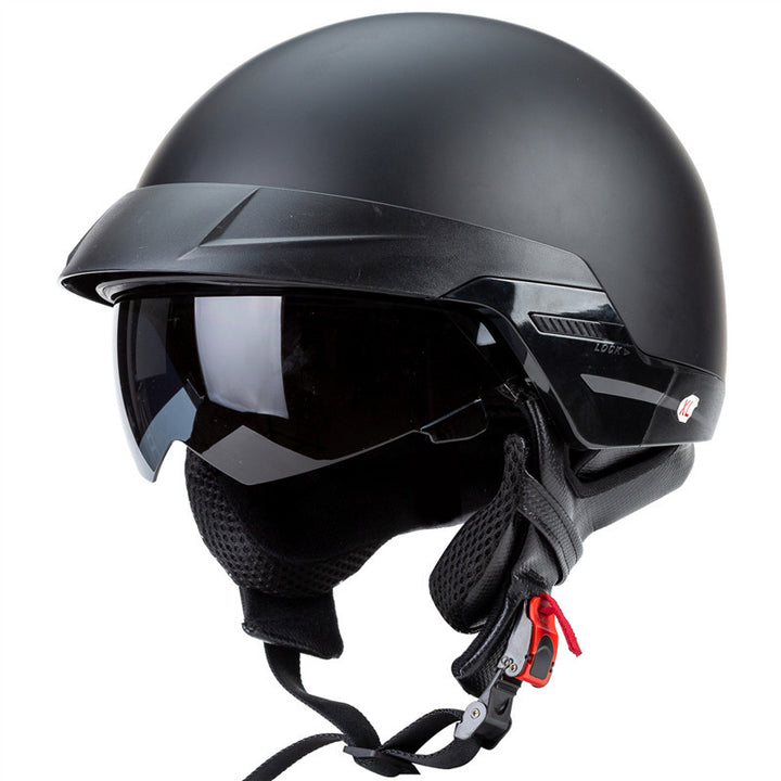 Scooter Helmet with Integrated Visor and Adjustable Fit