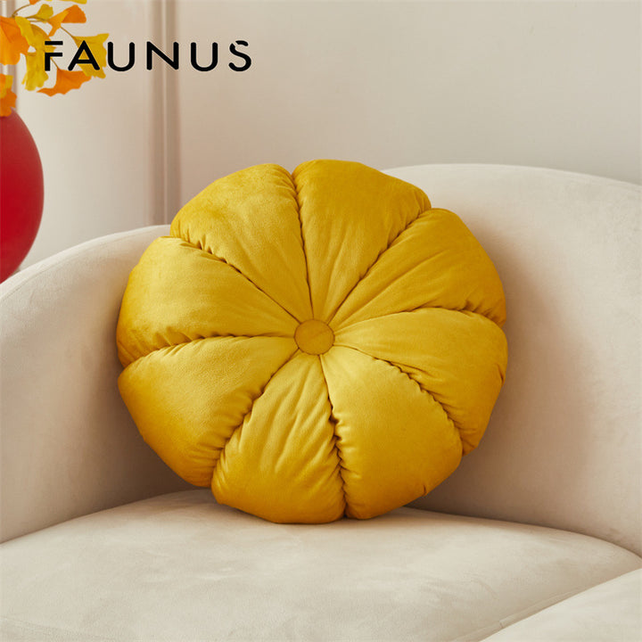 Round plush seat cushion with foldable design, 35×35 cm