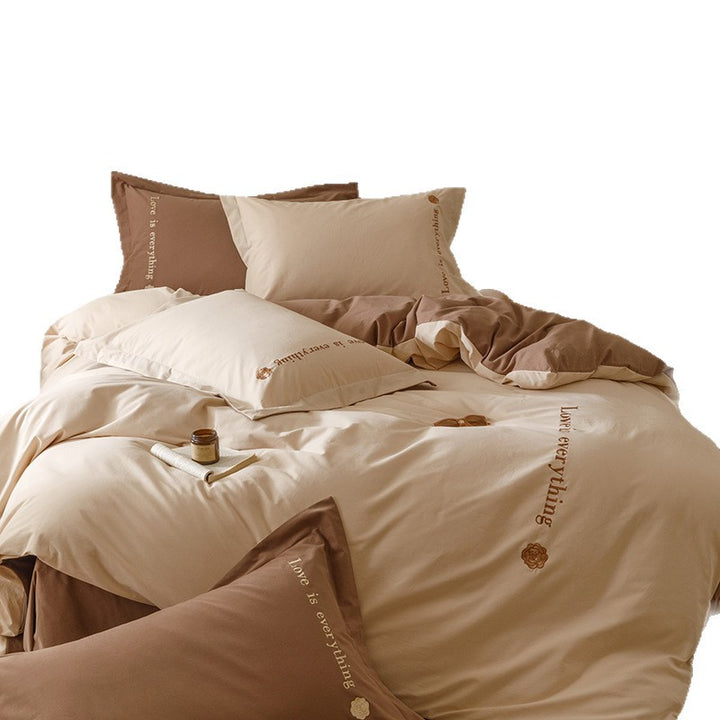 Cotton bedding set, 4-piece, geometric pattern