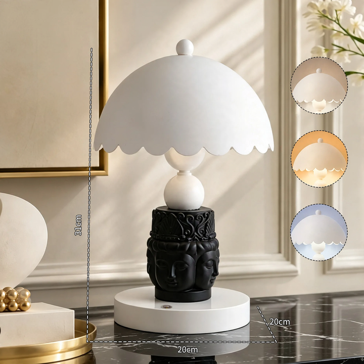Faceted Buddha Table Lamp, Black-White