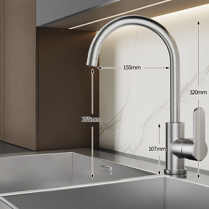 Stainless steel kitchen faucet, mixing or cold water