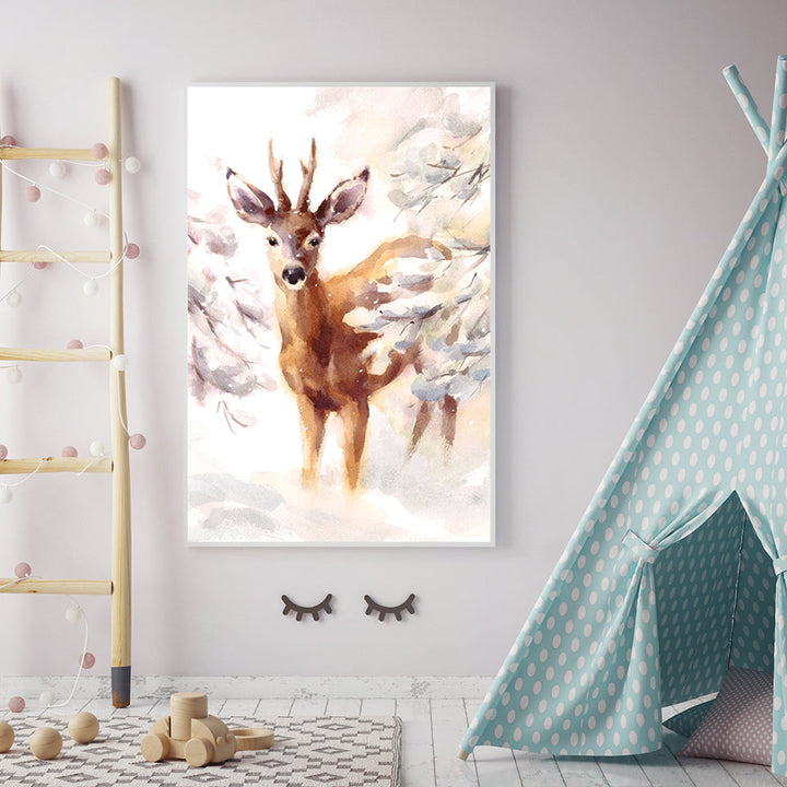 Young Elegant Deer - Canvas Wall Art Painting | Bowlift