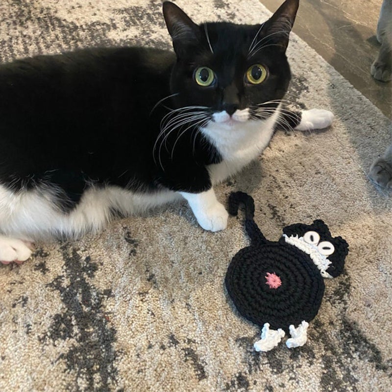 BowLift | Cute Knitted Kitten Butt Coasters