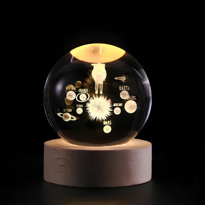 BowLift | Night Light Wooden Base Crystal Ball Lamp