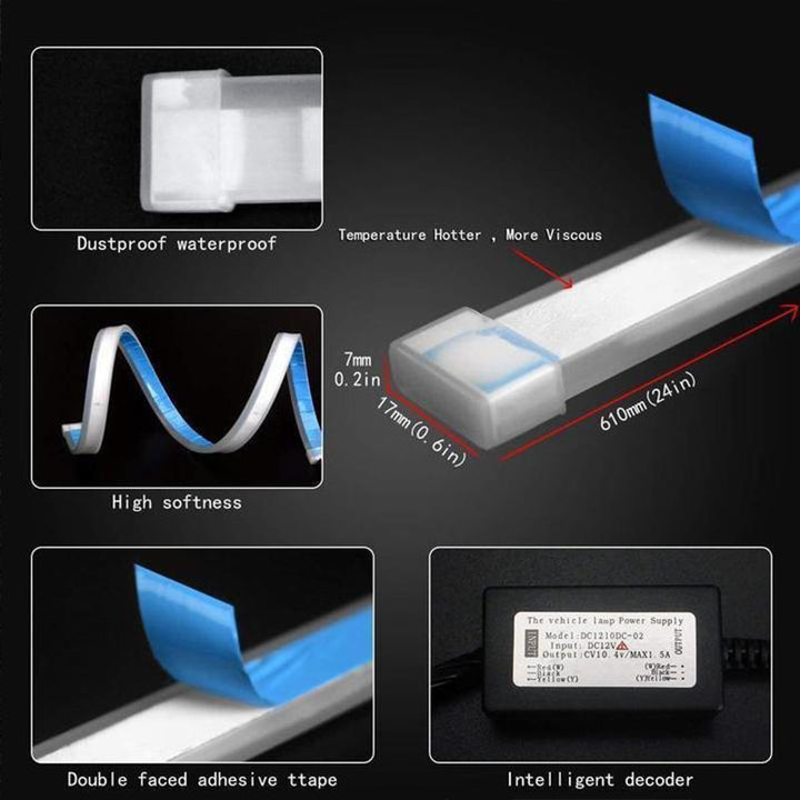 BowLift | Flexible DRL LED Night & Daytime Running Light Strip (No Disassembling Needed)