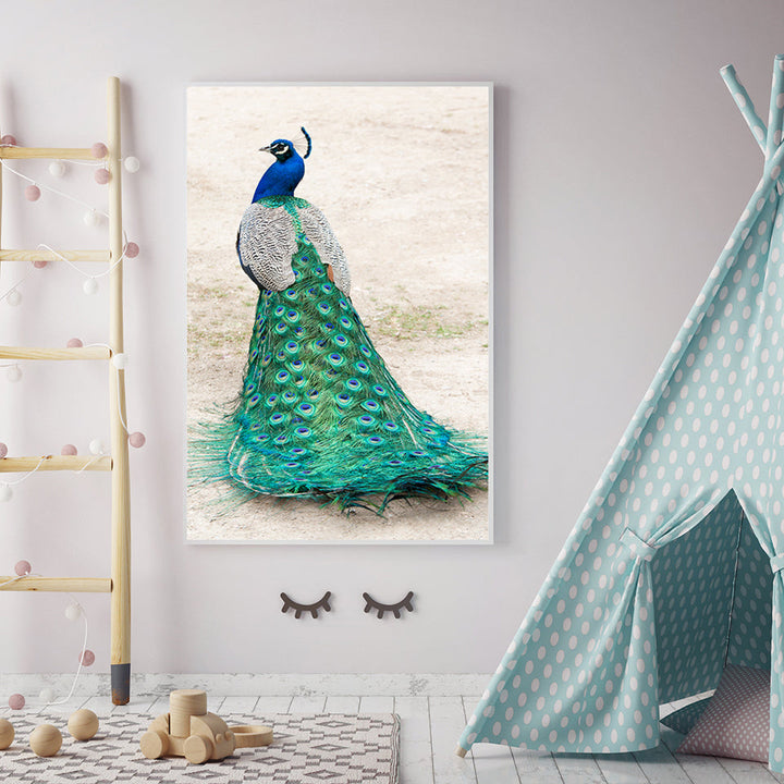 Skirted Elegant Peacock - Canvas Wall Art Painting | Bowlift