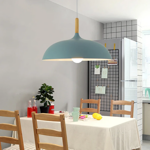 Oak Pendant Light with Minimalist Design for Dining or Living Room