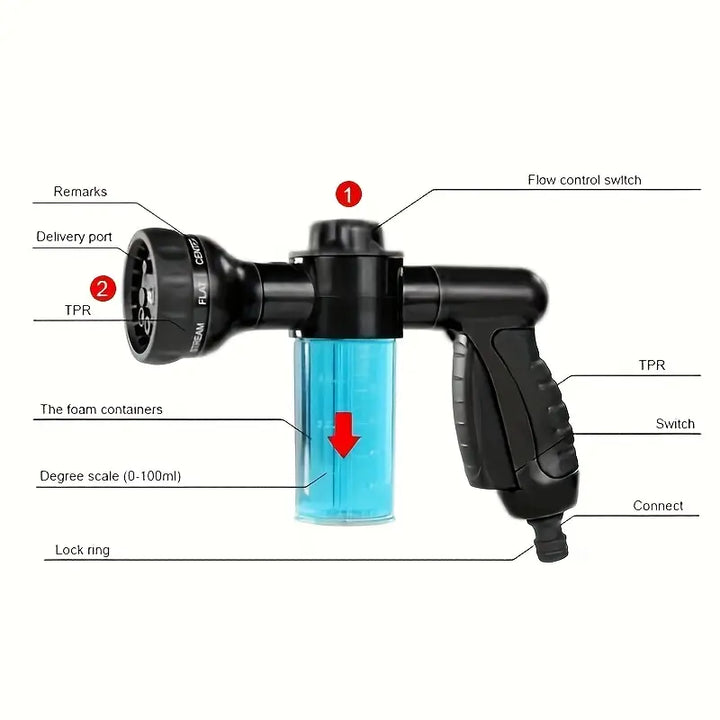 BowLift | Multifunctional Car Wash Gun – Spray Gun with Microfiber Attachment for Thorough Cleaning
