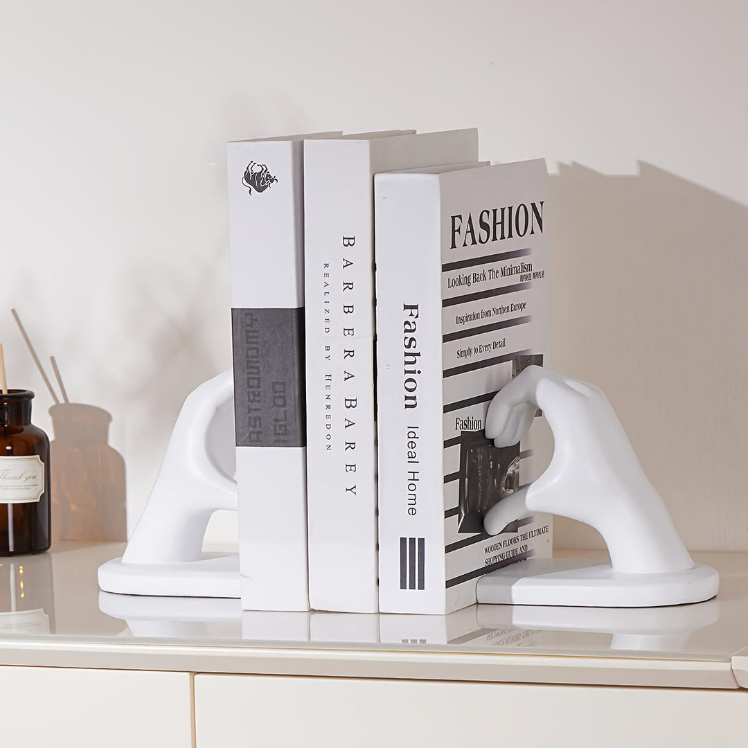 Chic Heart Support - Modern Finger Bookends in Gold Bowlift