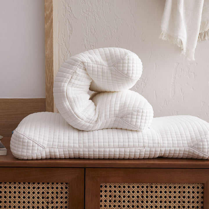Ergonomic neck support pillow with PE tube filling
