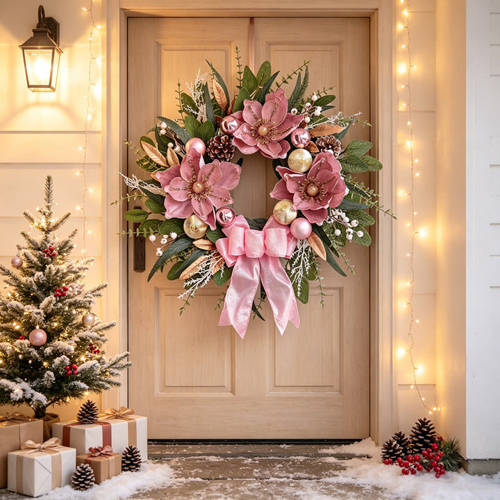 Christmas wreath in pink, 60 cm