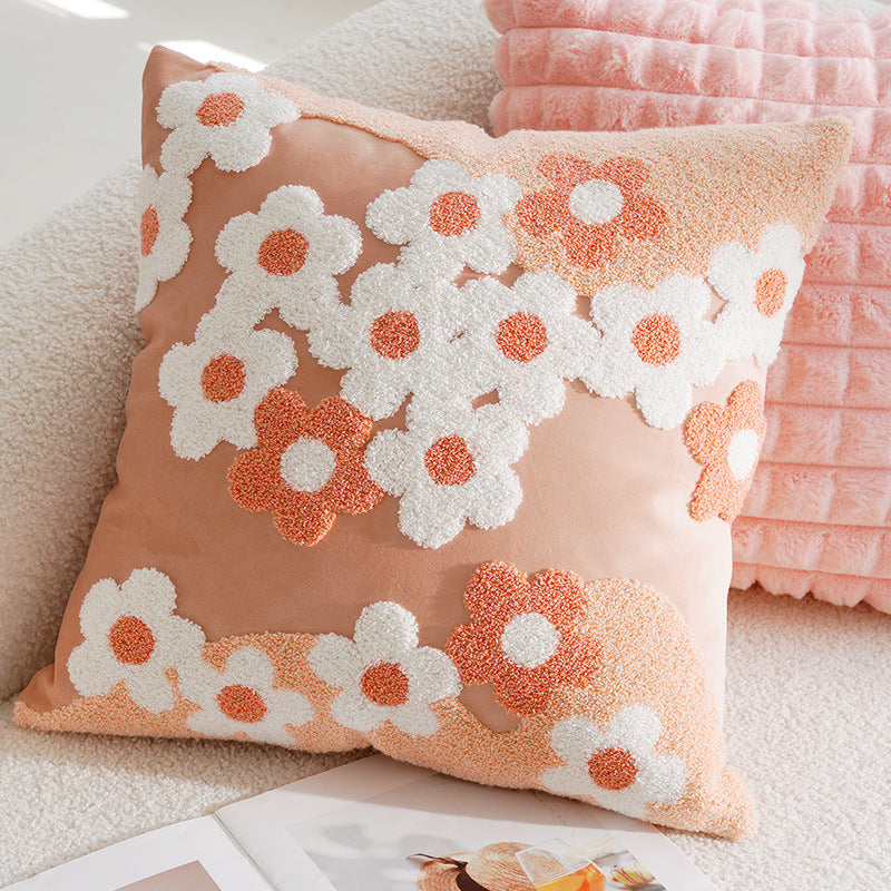 Decorative pillow with floral pattern, cotton
