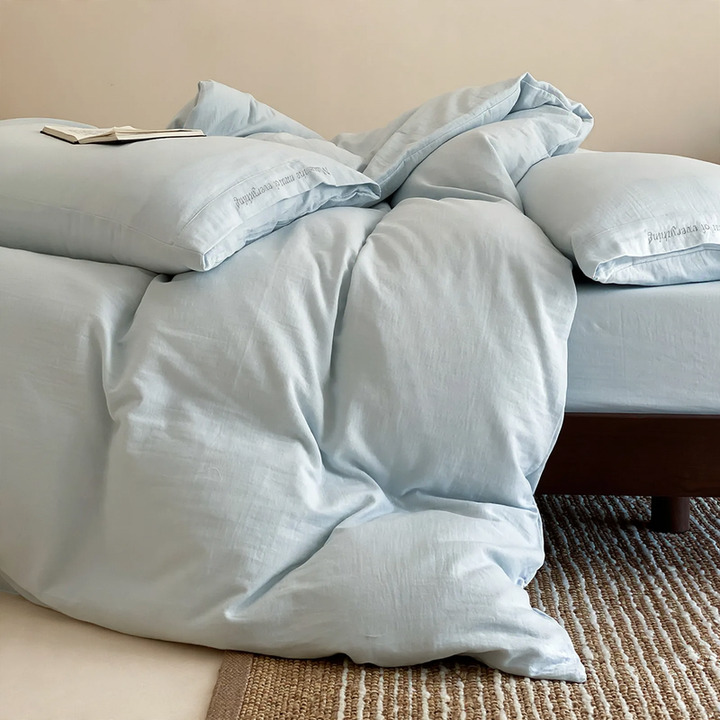 Double-layered cotton muslin bedding set