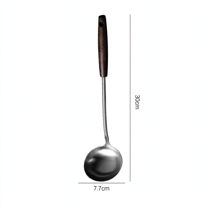 Kitchen utensil set, stainless steel with wooden handle