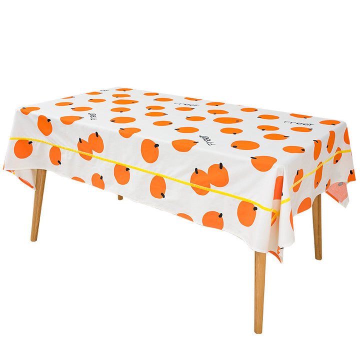 Rectangular cotton blend tablecloth with fruity orange print and easy-care finish Bowlift
