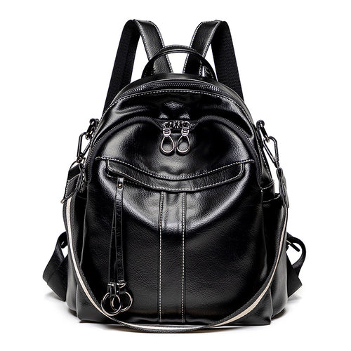 Stylish Multi-Pocket Leather Backpack