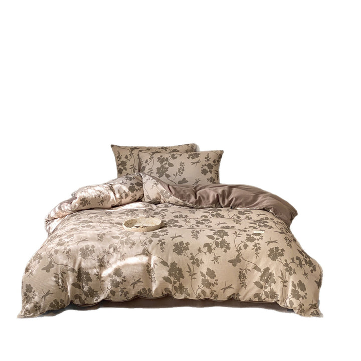 Cotton bedding set, 4-piece, floral pattern