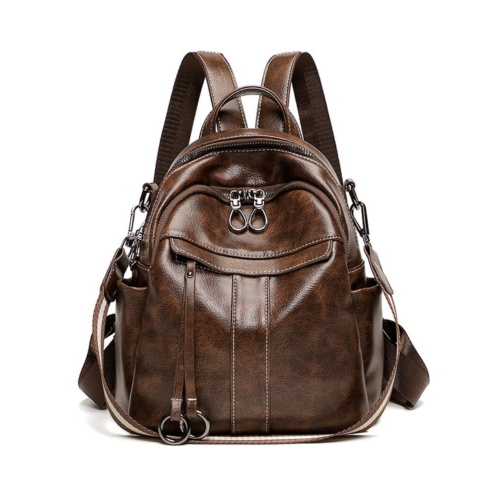 Stylish Multi-Pocket Leather Backpack