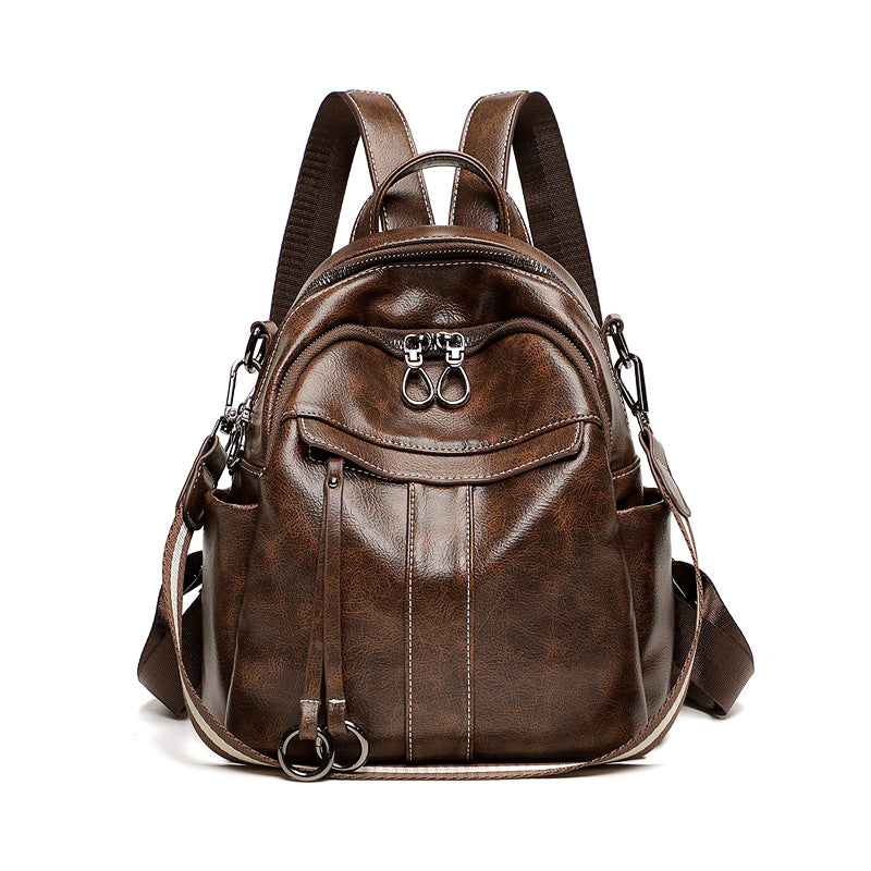 Stylish Multi-Pocket Leather Backpack