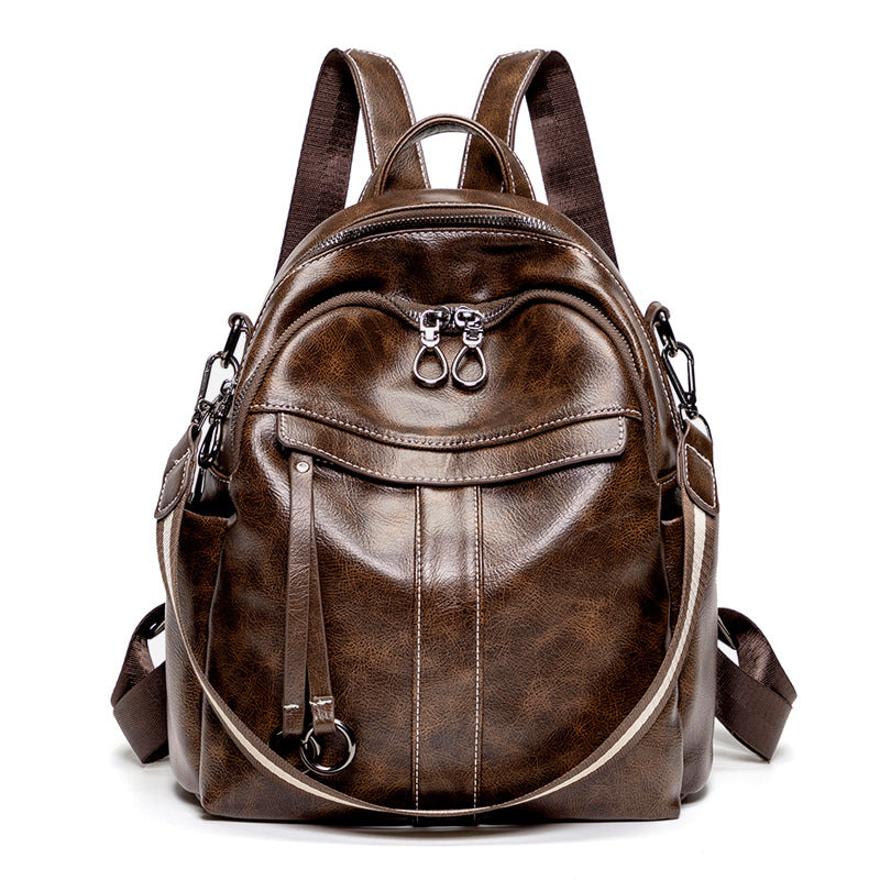 Stylish Multi-Pocket Leather Backpack
