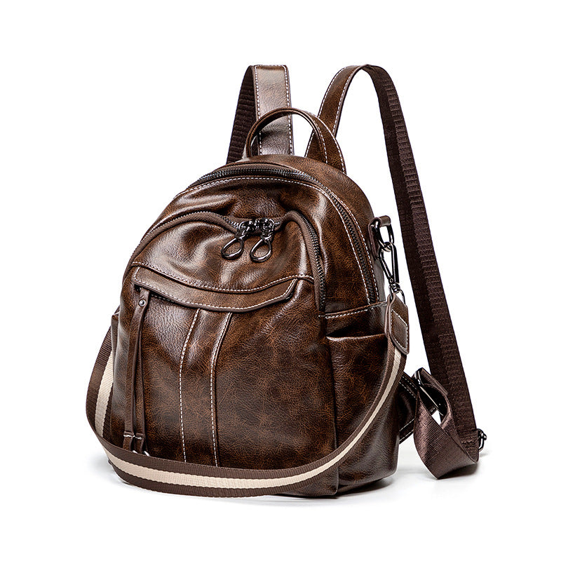 Stylish Multi-Pocket Leather Backpack