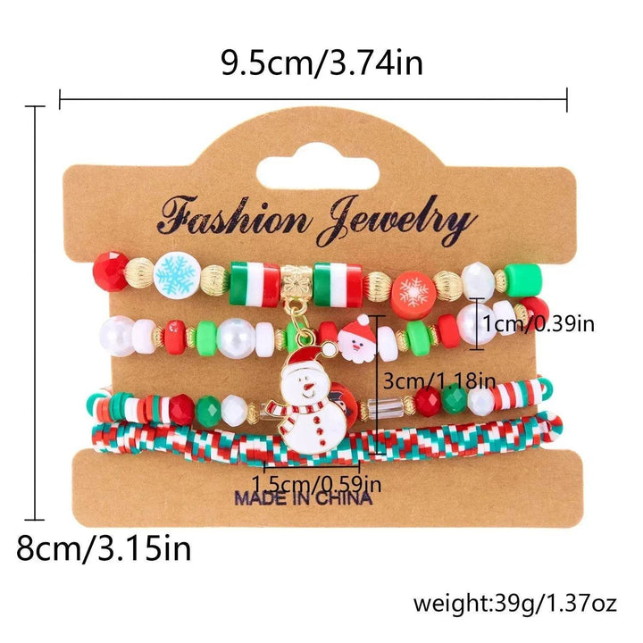 BowLift | 4pcs Christmas Snowman Handmade Beaded Bracelet set gift idea