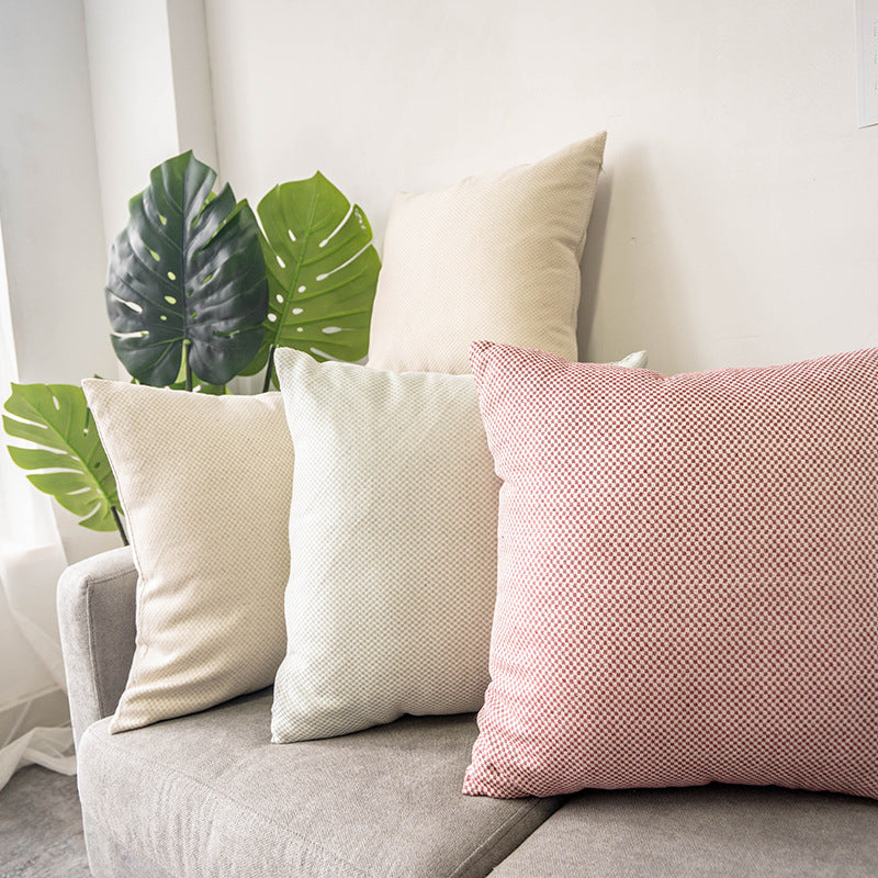 Square decorative pillow cover with micro-structured dot binding and concealed zipper Bowlift