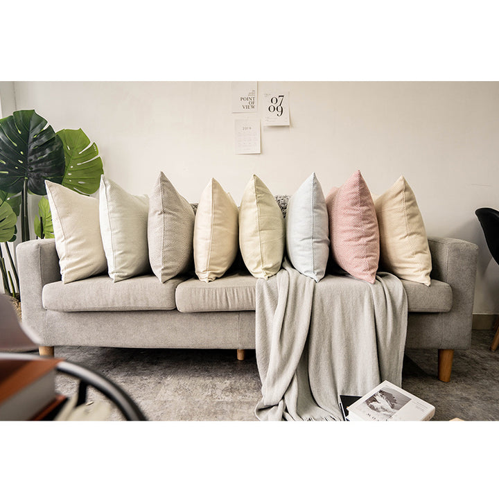 Square decorative pillow cover with micro-structured dot binding and concealed zipper Bowlift