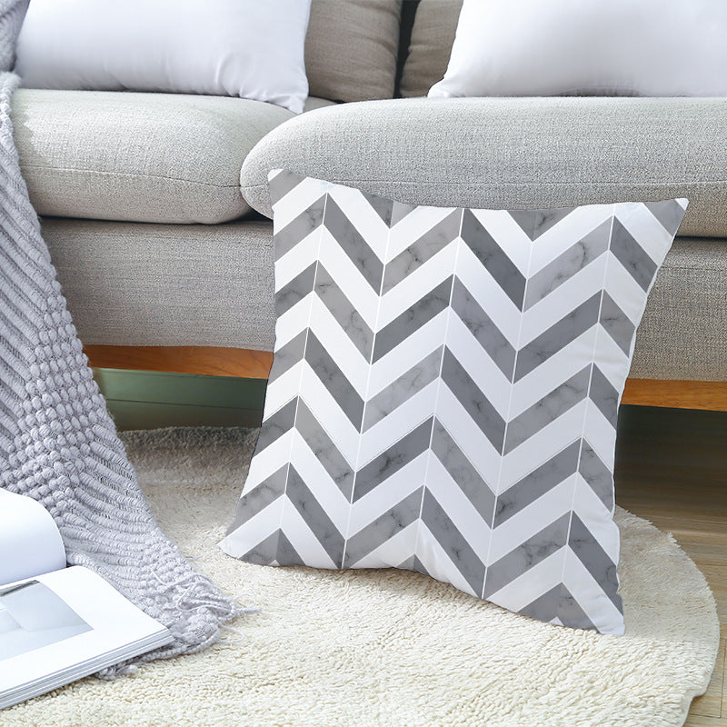 Modern Bold Chevron Square Cushion Cover with Hidden Zipper and Removable Insert Opening