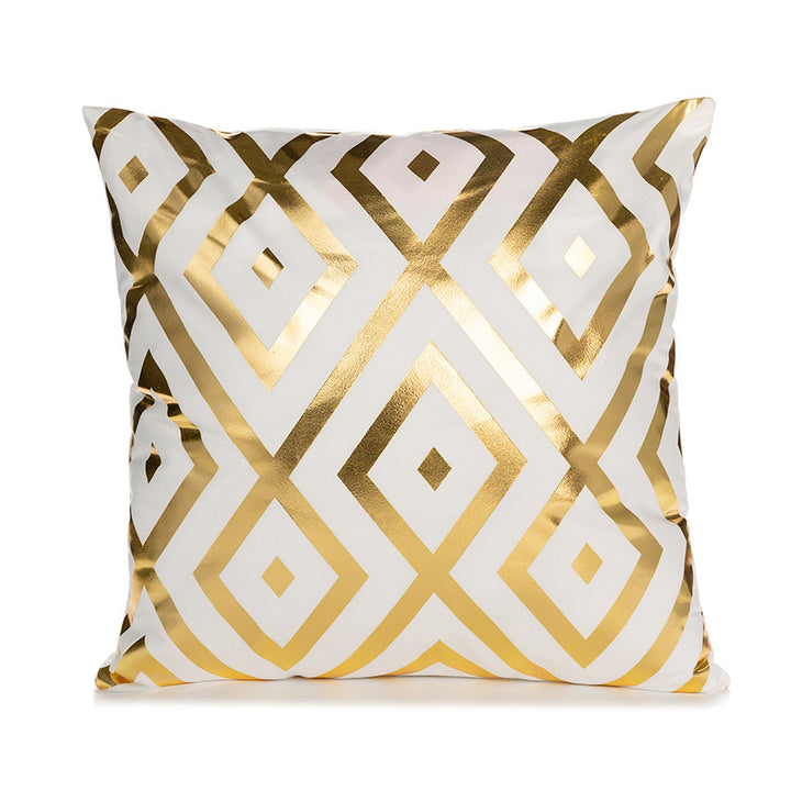 Decorative Square Pillow Cover with Foil Geometric Diamond Print
