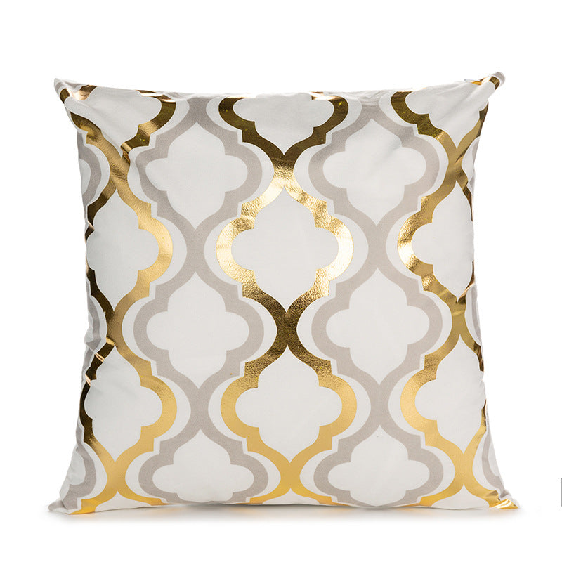Decorative Square Pillow Cover with Foil Geometric Diamond Print