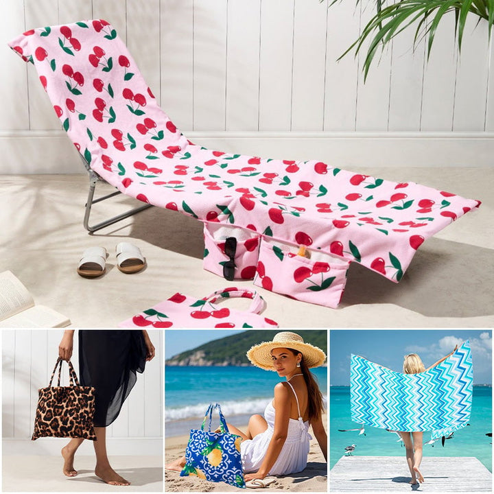 BowLift | Sun Lounger Towel with Pockets Storage in a Bag