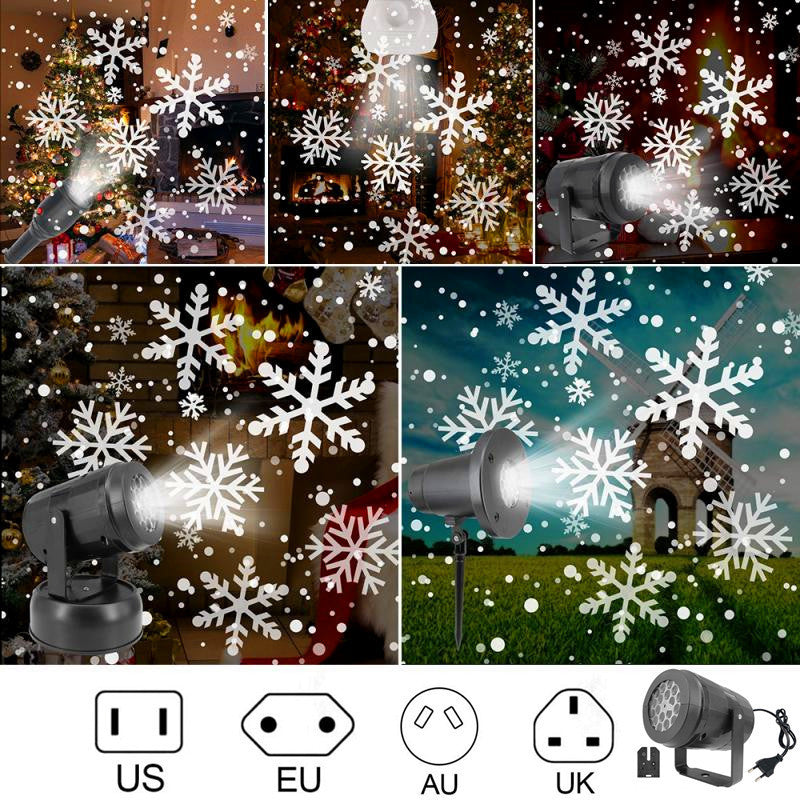 BowLift | LED Christmas Projector Snowflake Light Show – Waterproof Outdoor Lamp with 16 Patterns