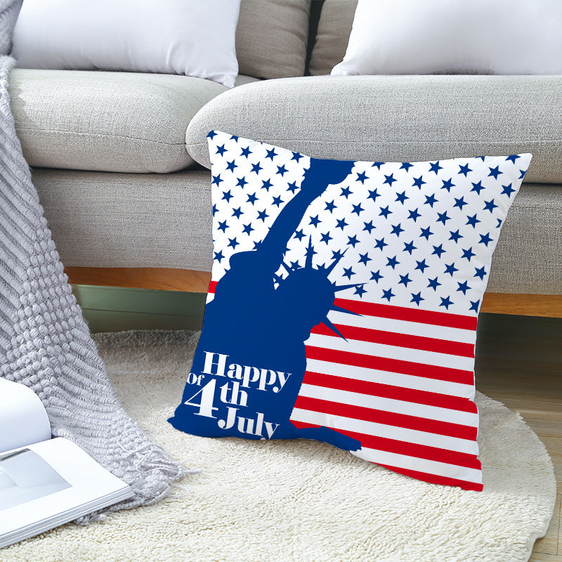Patriotic Independence Day Cotton Canvas Throw Pillow Cover