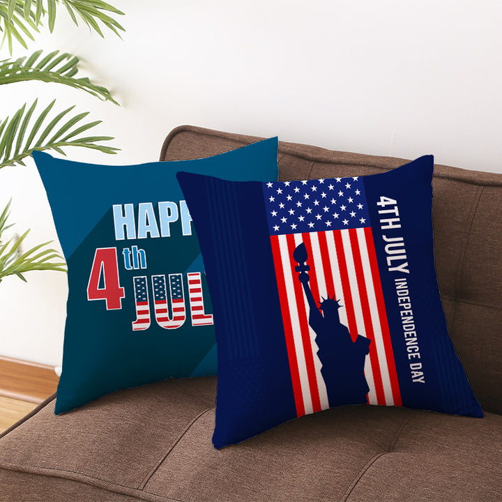 Patriotic Independence Day Cotton Canvas Throw Pillow Cover