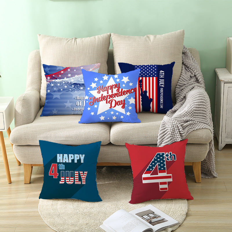 Patriotic Independence Day Cotton Canvas Throw Pillow Cover
