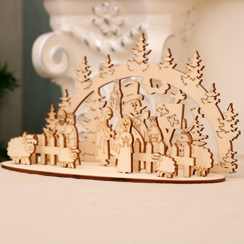 Decorative Wooden Christmas Scene Ornaments Bowlift