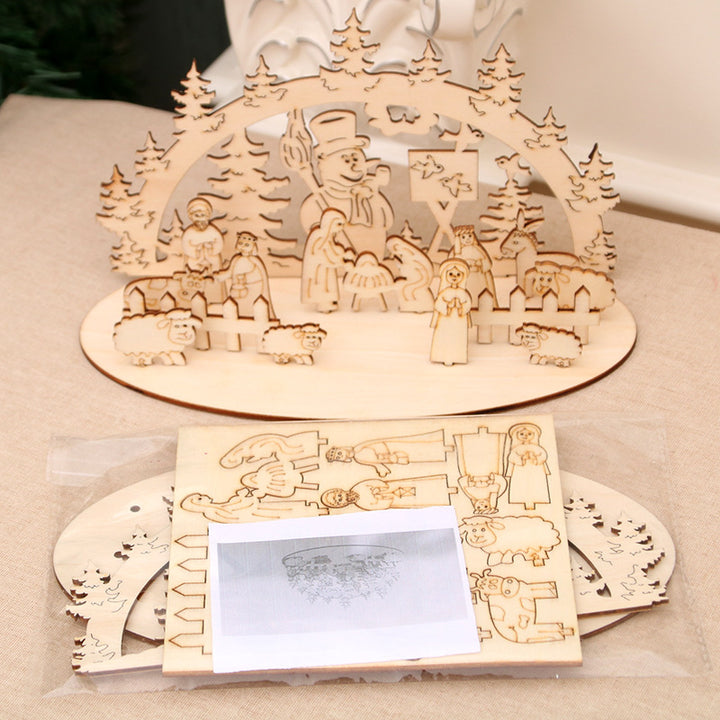 Decorative Wooden Christmas Scene Ornaments Bowlift
