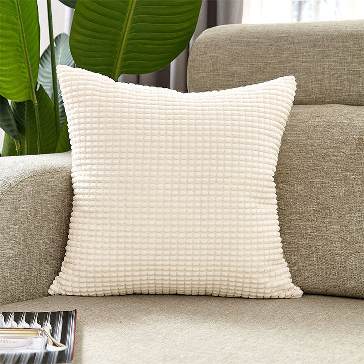 Square cushion cover with textured waffle chenille and concealed zipper Bowlift